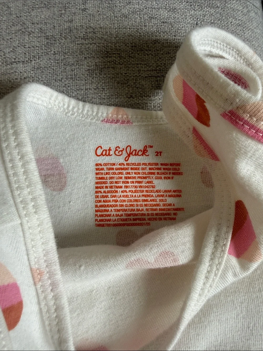 Pink Heart Print & Peach Stripe Sleeveless Cotton Dress Set - Cat & Jack 2T